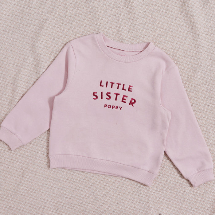 Personalised Little Sister Sweatshirt in Pink