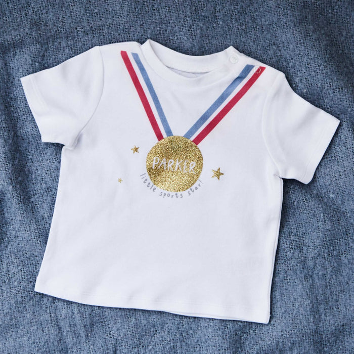 Personalised Little Sports Star White T-Shirt