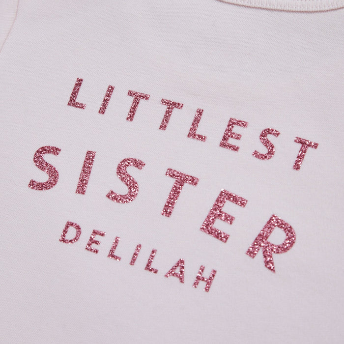 Personalised Littlest Sister Pink Bodysuit