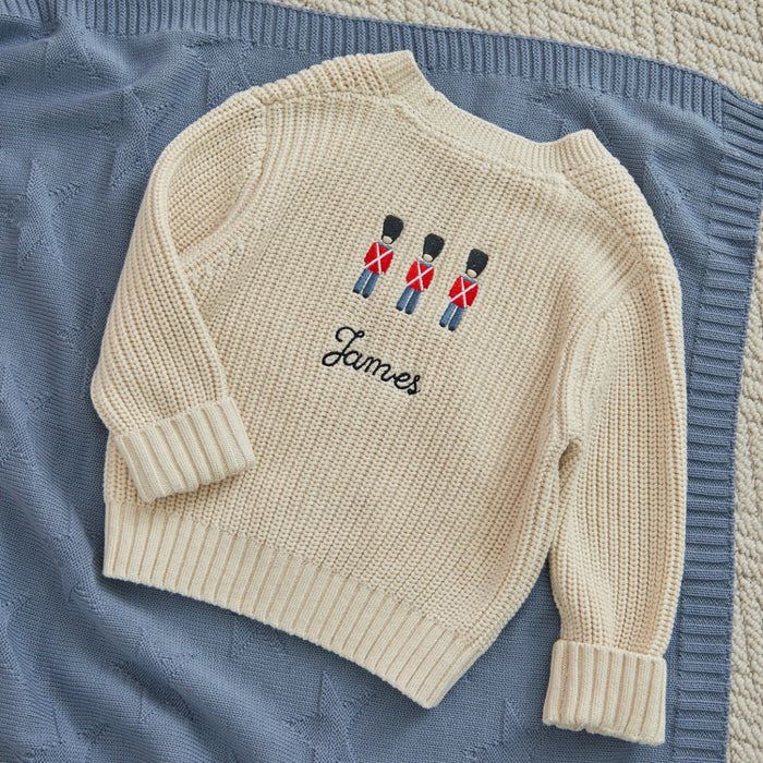 Personalised London Soldier Oatmeal Cardigan