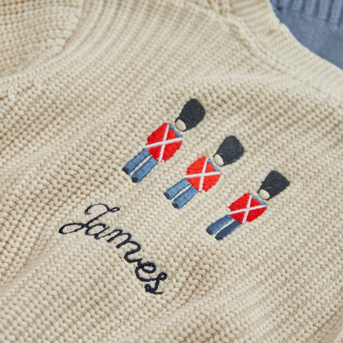 Personalised London Soldier Oatmeal Cardigan
