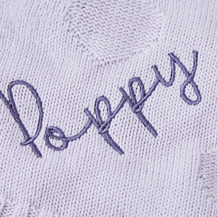 Personalised Lush Lavender Heart Jacquard Baby Blanket