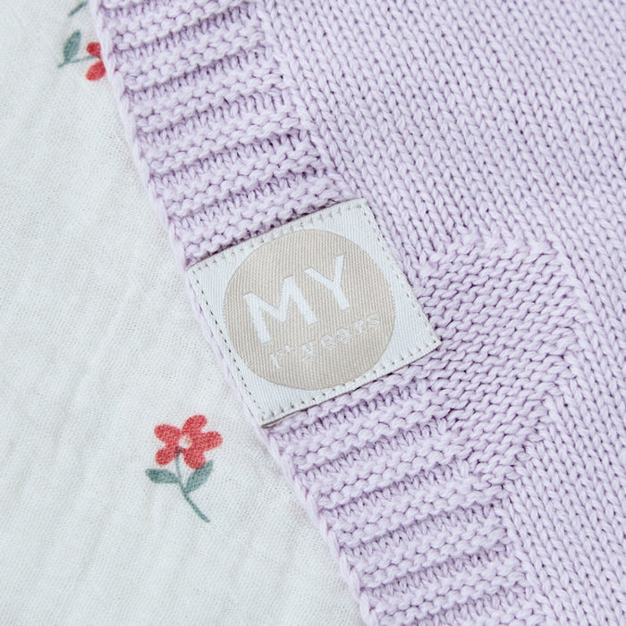 Personalised Lush Lavender Heart Jacquard Baby Blanket