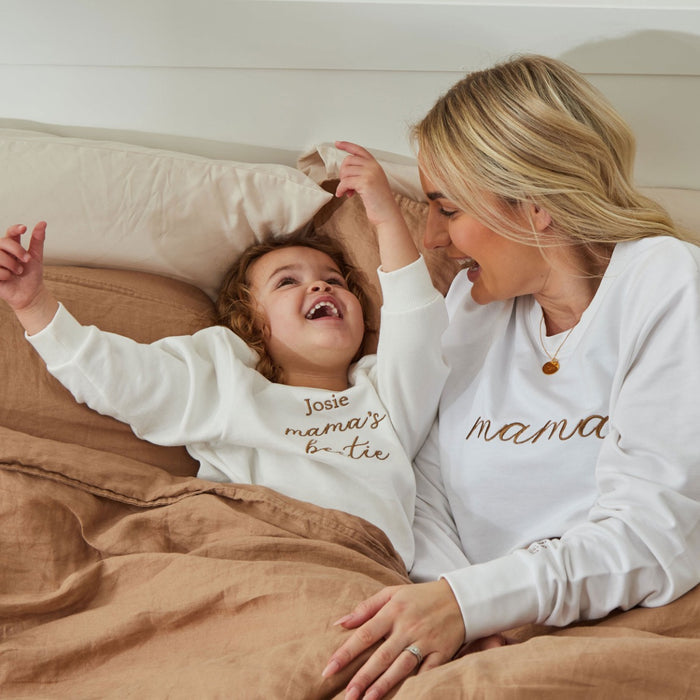 Personalised Mama's Little Bestie White Sweatshirt