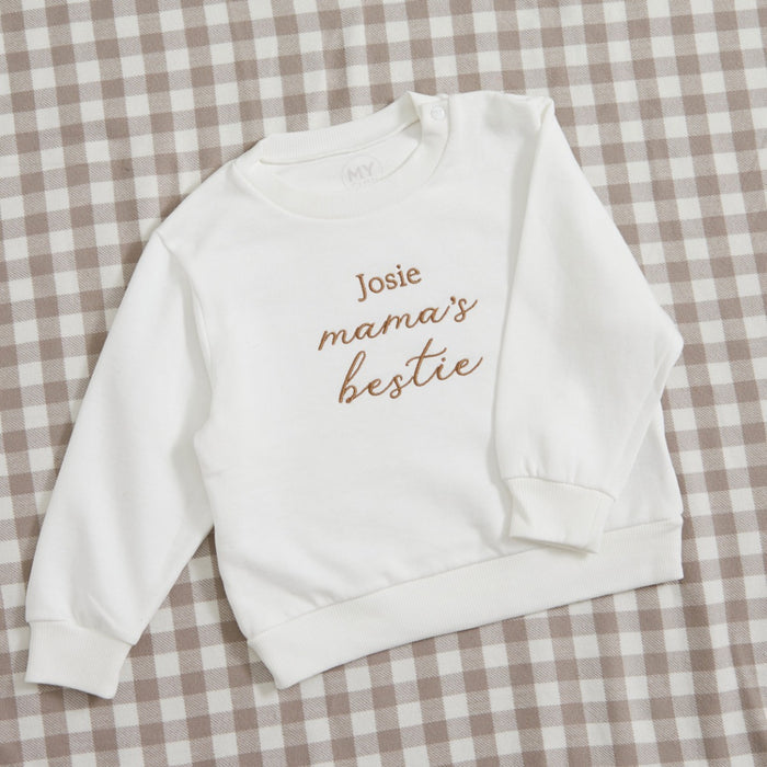 Personalised Mama's Little Bestie White Sweatshirt