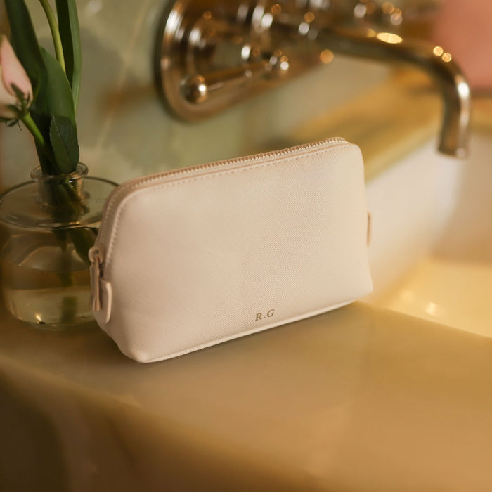 Personalised Medium White Make-Up Bag
