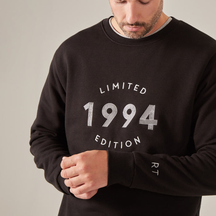 Personalised Men's Black Limited Edition Birth Year Sweatshirt