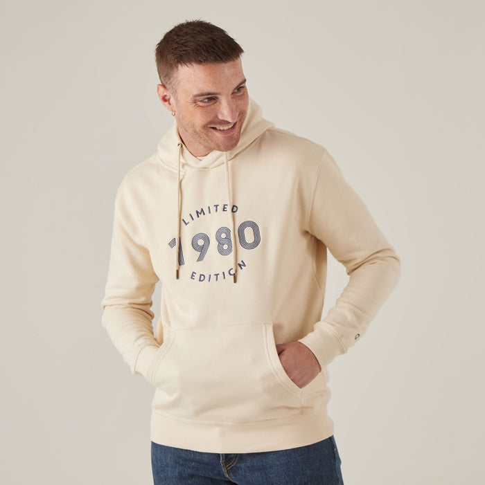 Personalised Men's Cream Limited Edition Birth Year Hoodie