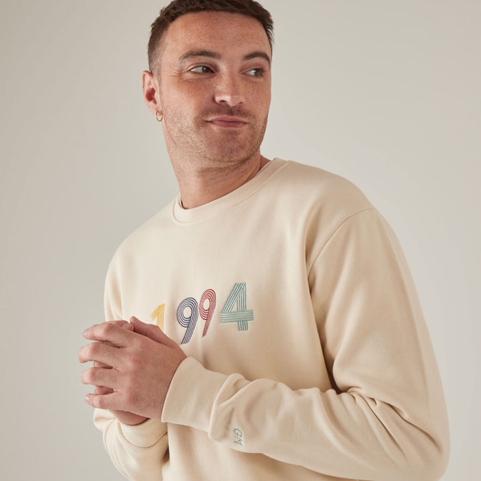 Personalised Men's Cream Retro Slim-Fit Sweatshirt
