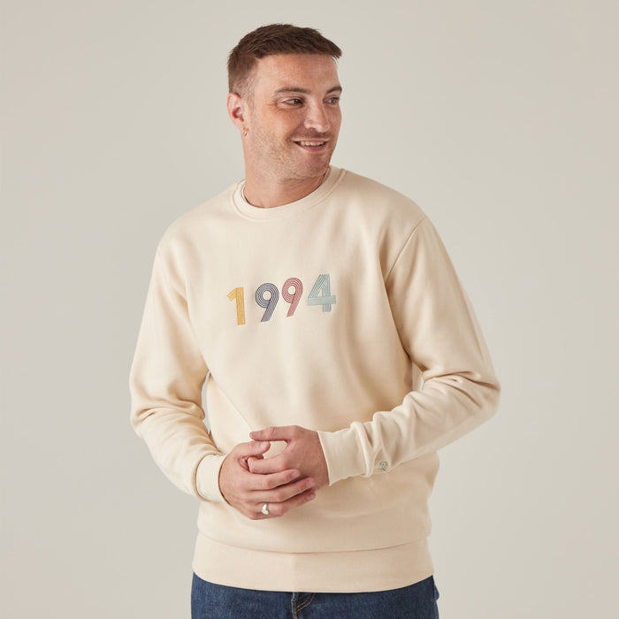 Personalised Men's Cream Retro Slim-Fit Sweatshirt