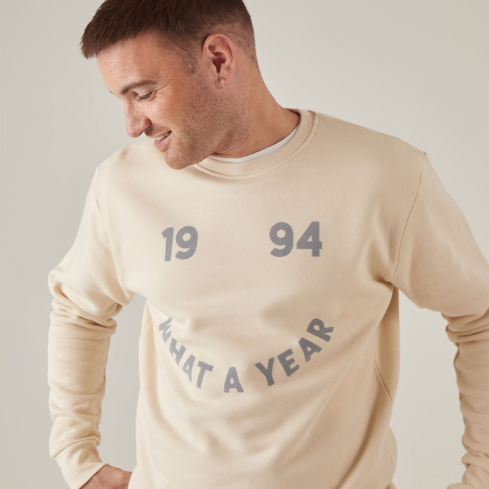 Personalised Men's Cream What A Year Slim-Fit Sweatshirt