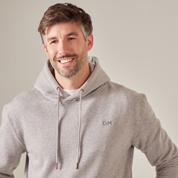 Personalised Men’s Grey Initial Slim Fit Hoodie