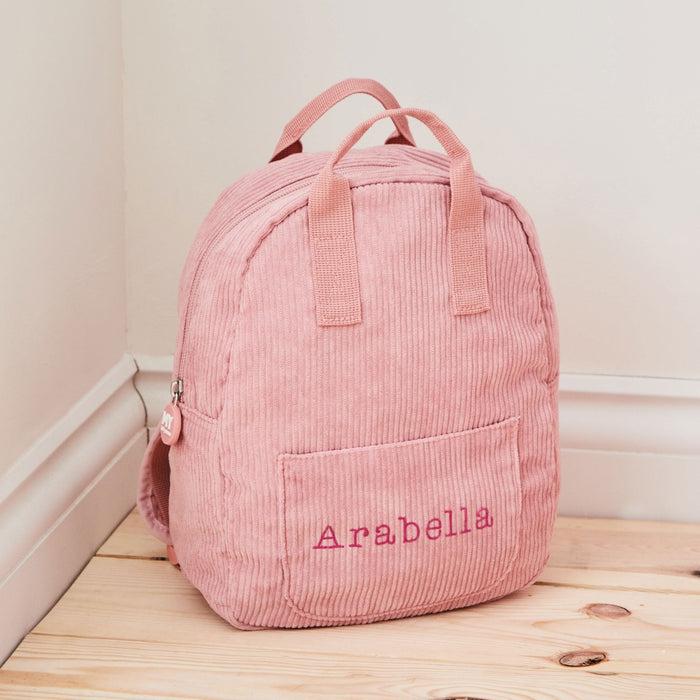Personalised Mini Pink Cord Backpack