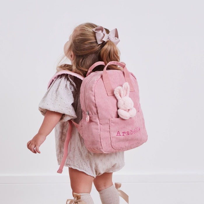 Personalised Mini Pink Cord Backpack