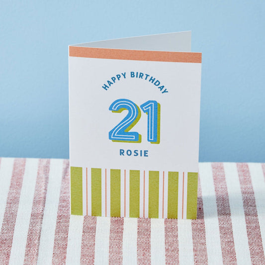Personalised Modern Milestone 21st Birthday Card