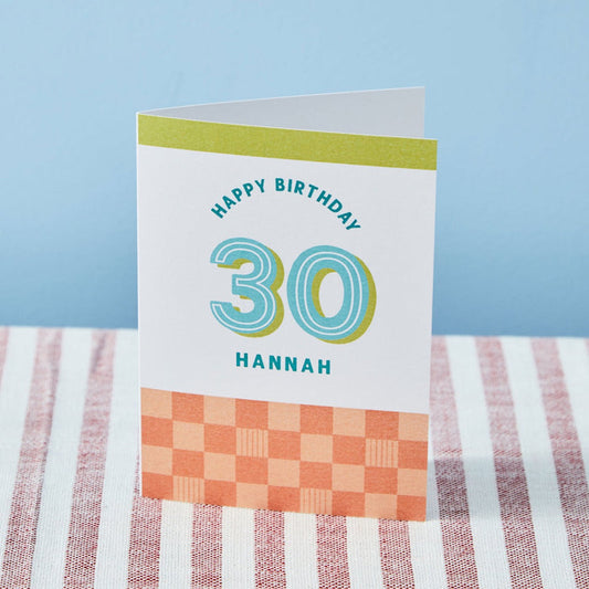 Personalised Modern Milestone 30th Birthday Card