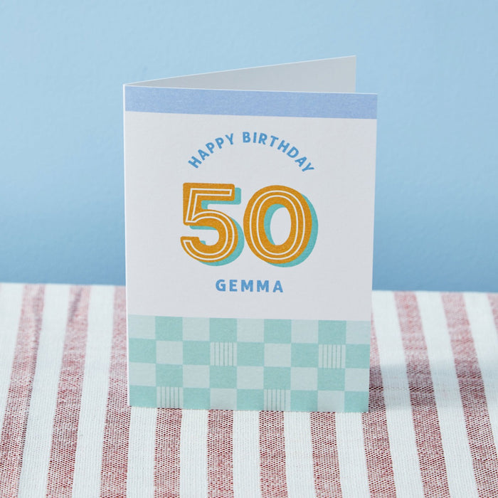 Personalised Modern Milestone 50th Birthday Card