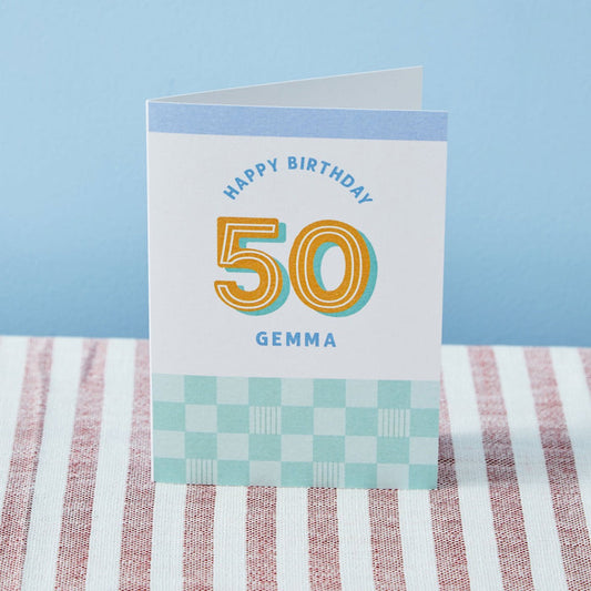 Personalised Modern Milestone 50th Birthday Card