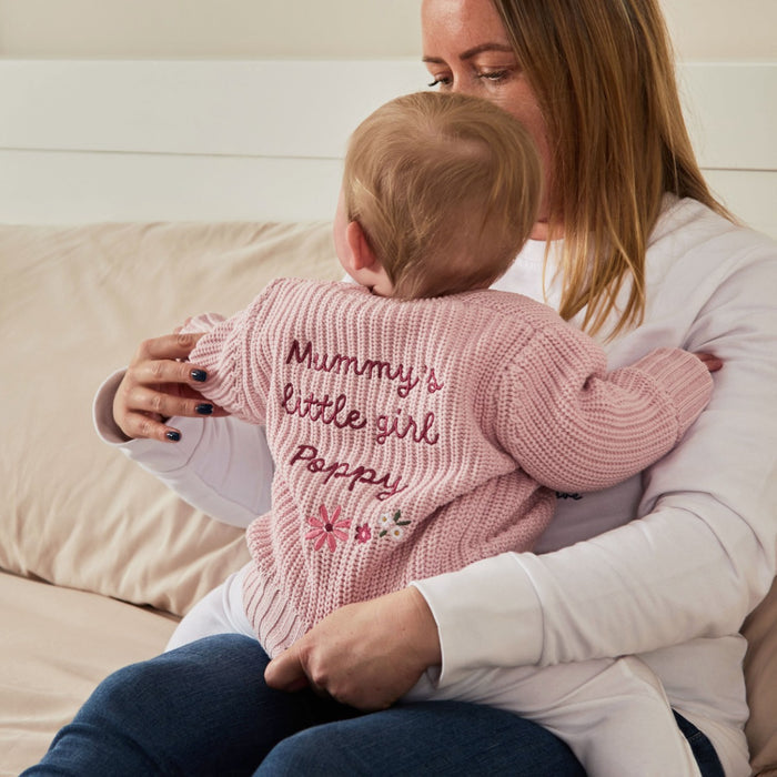 Personalised Mummy's Little Girl Pink Cardigan