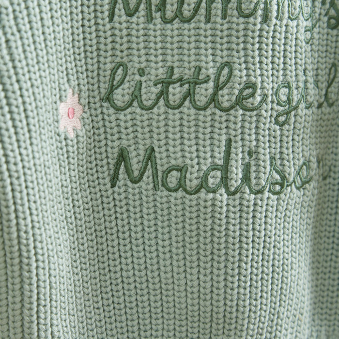 Personalised Mummy's Little Girl Sage Cardigan