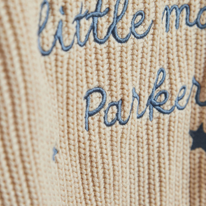 Personalised Mummy's Little Man Oatmeal Cardigan