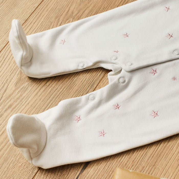 Personalised My 1st Christmas 2025 Pink Star Sleepsuit