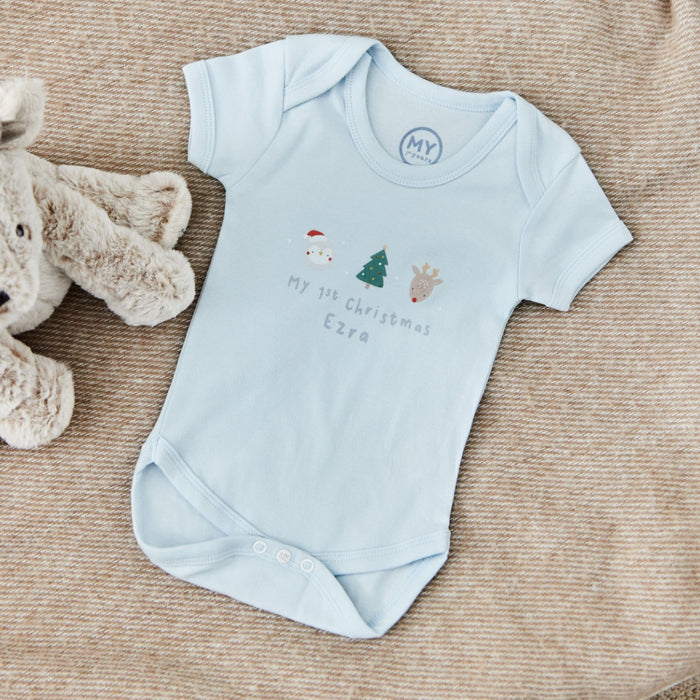 Personalised My 1st Christmas Blue Bodysuit