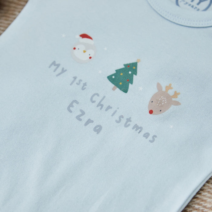 Personalised My 1st Christmas Blue Bodysuit