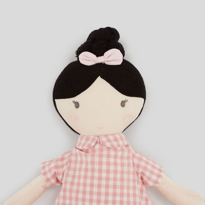 Personalised My 1st Doll in Pink Dress - Black Hair