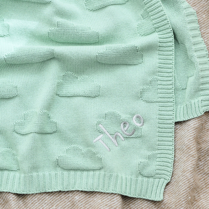 Personalised My 1st Years Gift Box Blue Cloud Jacquard Baby Blanket