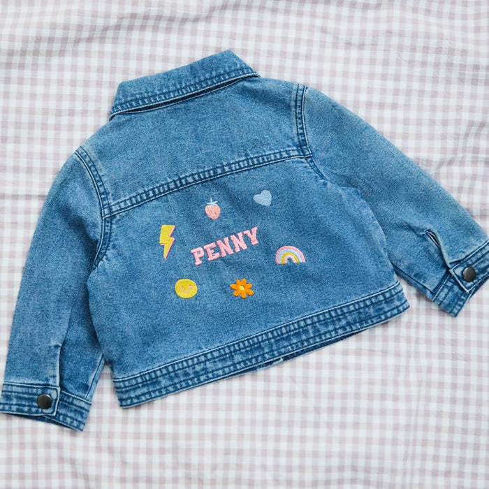 Personalised My Kids Girls' Blue Denim Jacket