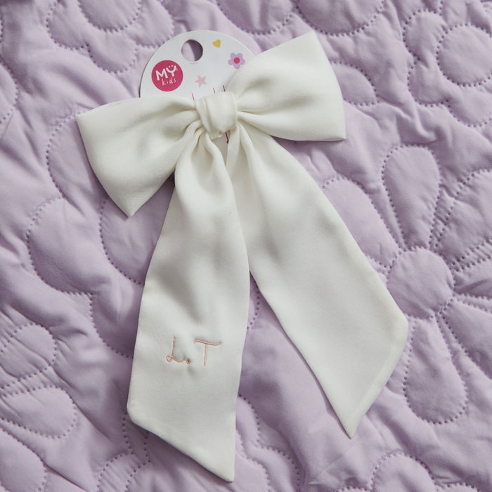 Personalised Name Ivory Hair Bow Clip