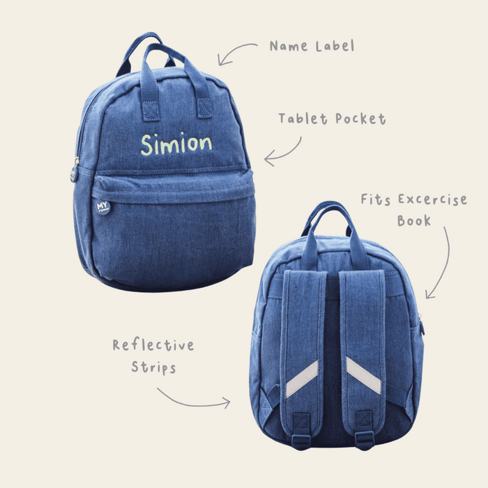 Personalised Name Medium Denim Backpack