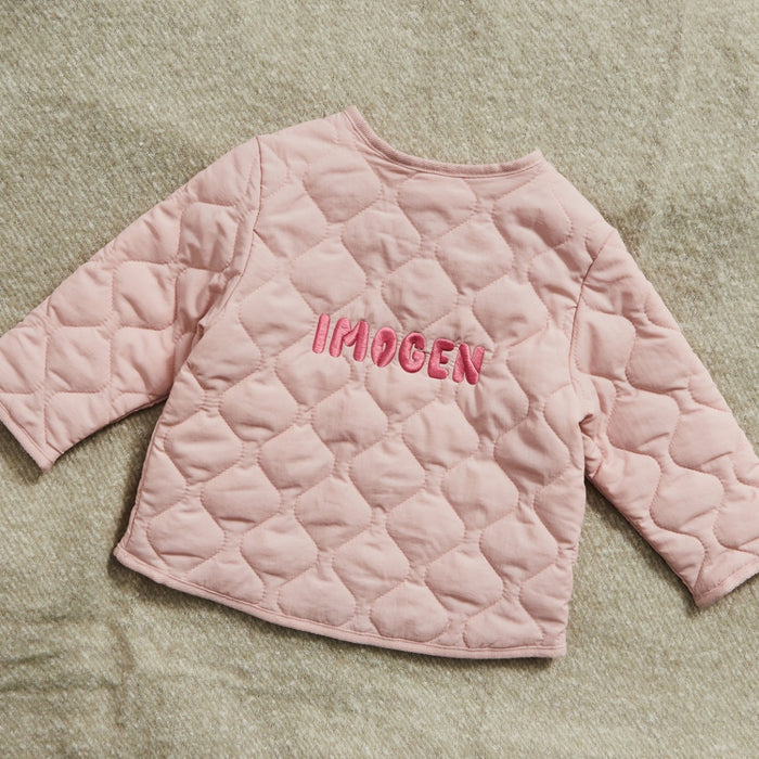 Personalised Name Pink Quilted Jacket