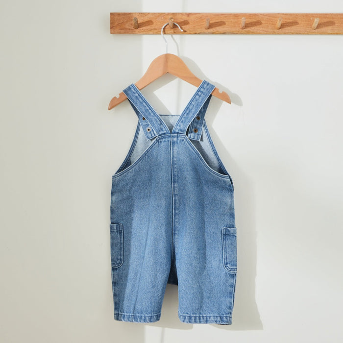 Personalised Name Short Leg Denim Dungarees