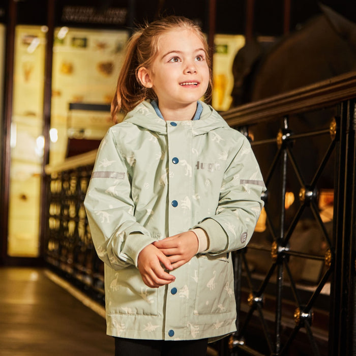 Personalised Natural History Museum Green Dinosaur Raincoat