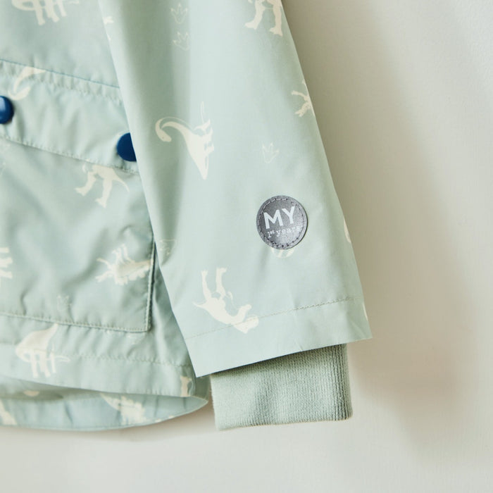 Personalised Natural History Museum Green Dinosaur Raincoat