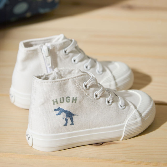 Personalised Natural History Museum™ Ivory Dino High Top Trainers