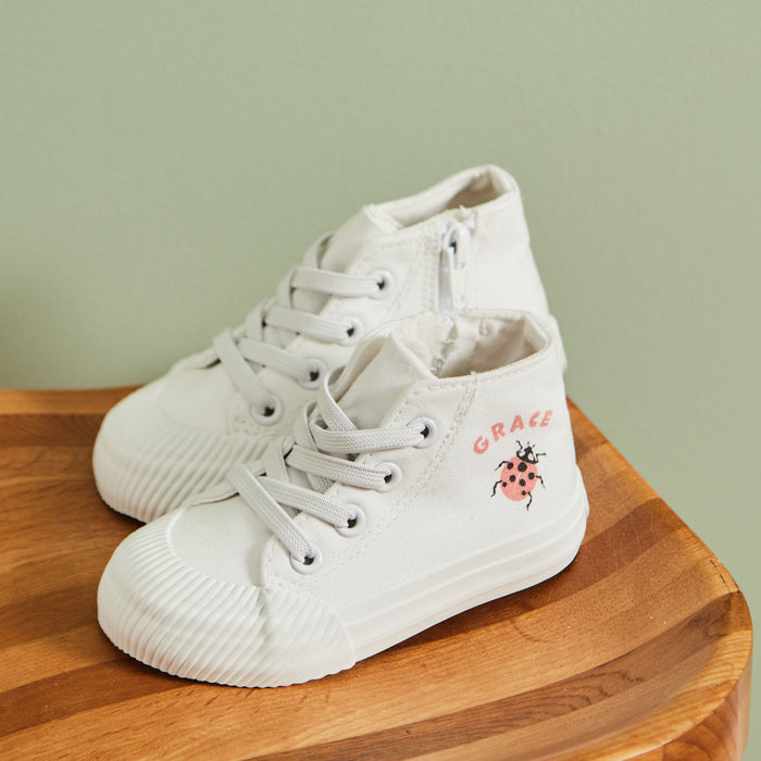 Personalised Natural History Museum™ Mini Beasts Ivory High Tops