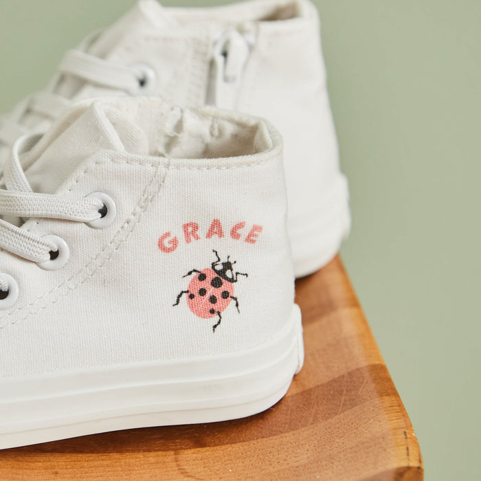 Personalised Natural History Museum™ Mini Beasts Ivory High Tops
