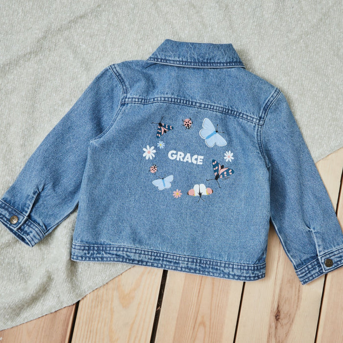 Personalised Natural History Museum™ Mini Beasts Wreath Denim Jacket