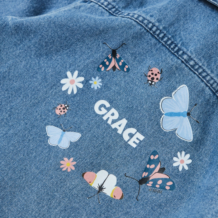 Personalised Natural History Museum™ Mini Beasts Wreath Denim Jacket