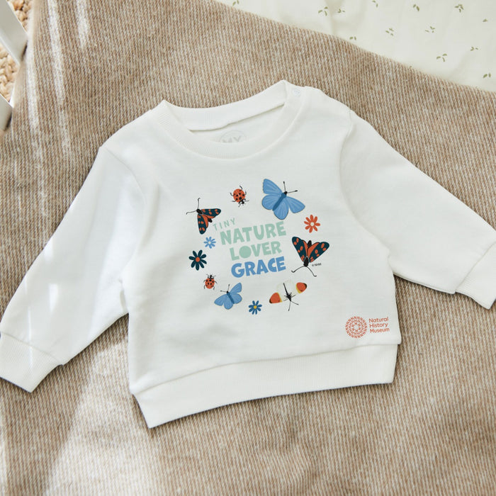 Personalised Natural History Museum™ Tiny Nature Lover Ecru Sweater