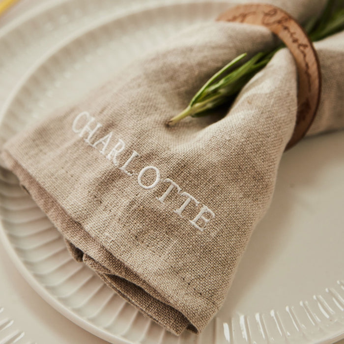 Personalised Natural Initial Linen Napkins