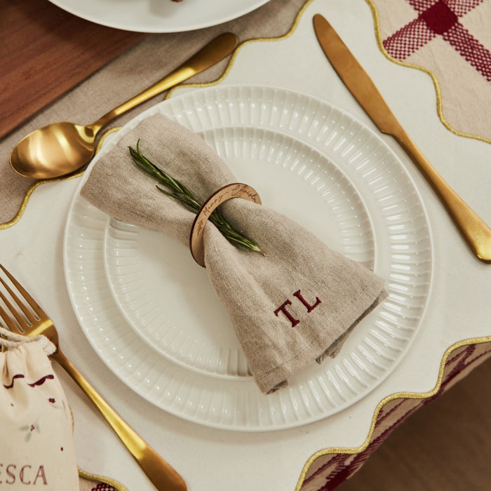 Personalised Natural Initial Linen Napkins