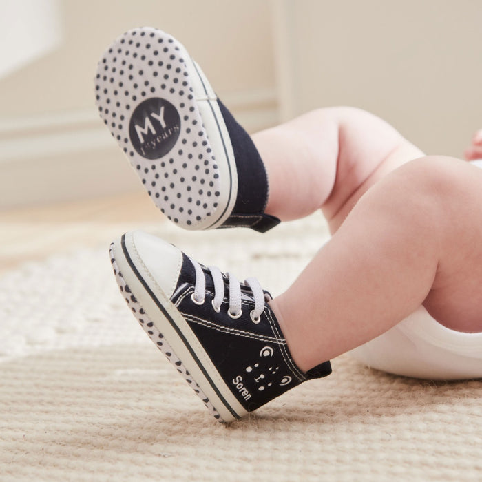Personalised Navy Bear Design High Top Shoes