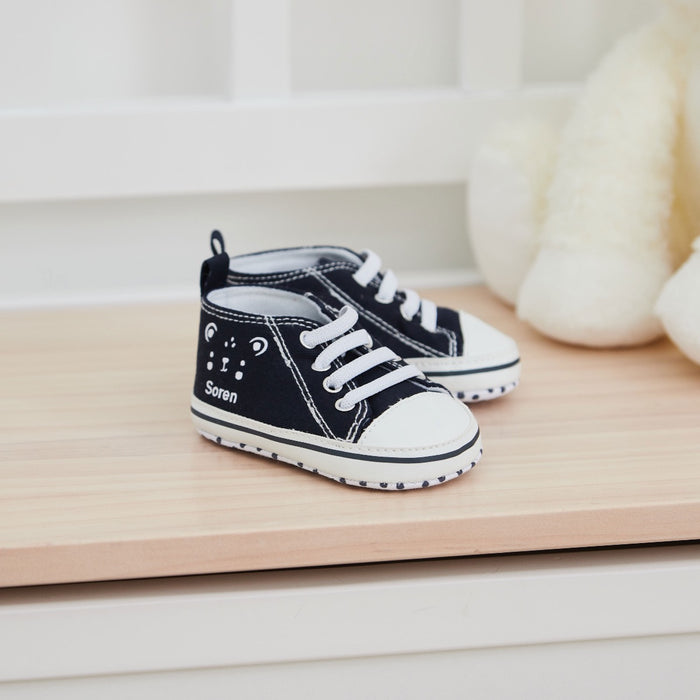 Personalised Navy Bear Design High Top Shoes