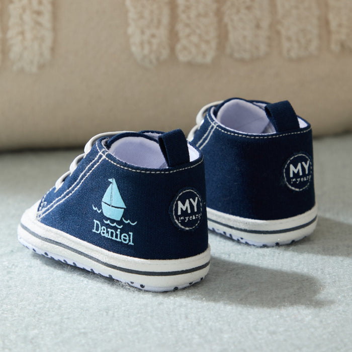 Personalised Navy Boat Design High Top Shoes