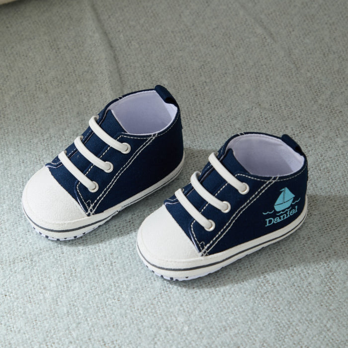 Personalised Navy Boat Design High Top Shoes