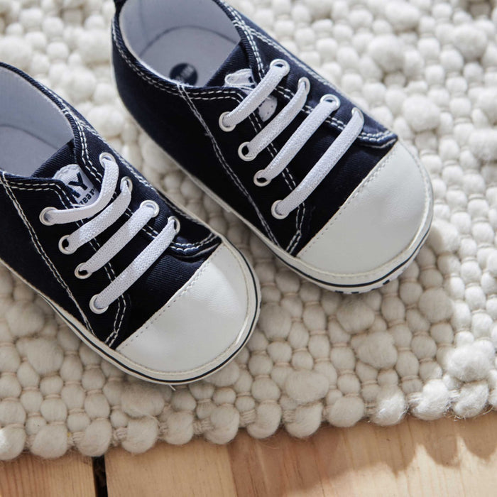 Personalised Navy Car Baby High Top Shoes